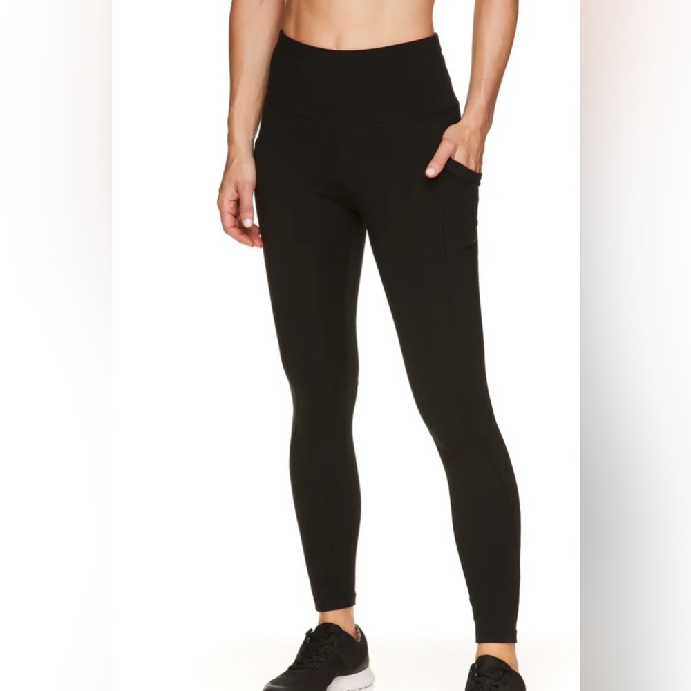 2 pairs Reebok Black Everyday Pocket Leggings 2 , 1 capri, 1 full-length  bundle